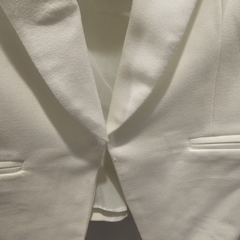 Cynthia Rowley Women’s Medium Ivory Open Front Blazer Jacket Lined Long Sleeve - Picture 3 of 13